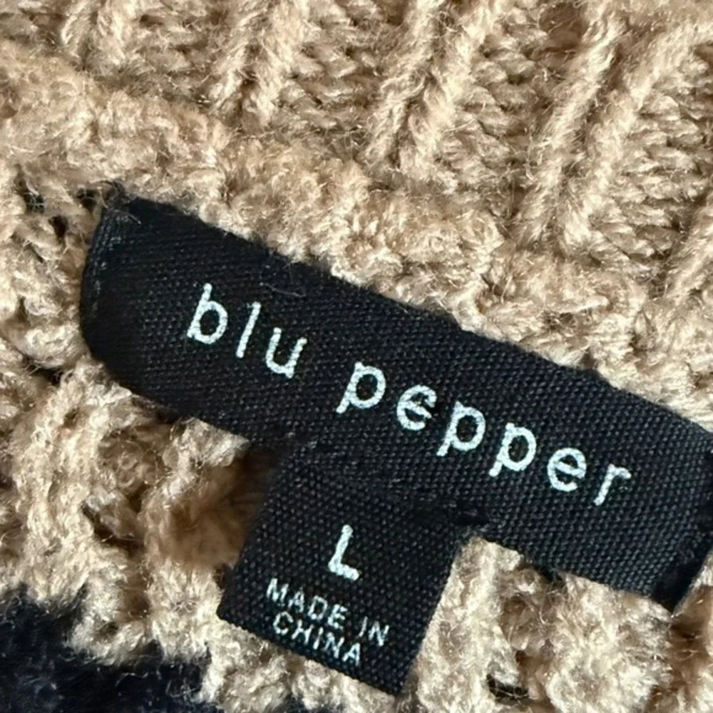 Blu Pepper Striped Chunky Knit Very Oversized Sweater Top Size‎ L Large Womens